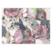 Waterverf Pastel Roze vogels en bloemen Tafelkleed (Voorkant (Horizontaal))