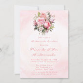 Waterverf Pastel Rozen Bruidsmeisjes Luncheon Kaart (Voorkant)