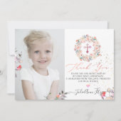 Waterverf Pastel Rozen Communie Dank u Kaart (Voorkant)