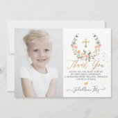 Waterverf Pastel Rozen Communie Dank u Kaart (Voorkant)