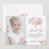 Waterverf Pastel Rozen Communie Dank u Kaart (Voorkant / Achterkant)