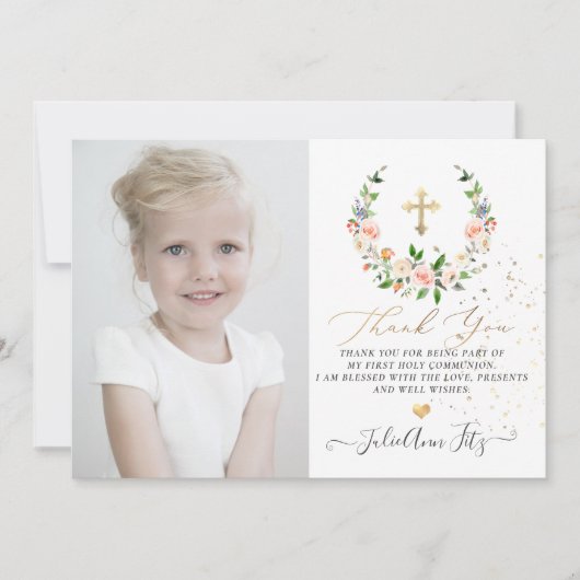 Waterverf pastel Rozen krans dank u Kaart (Voorkant)