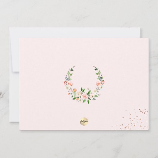 Waterverf pastel Rozen krans dank u Kaart (Achterkant)