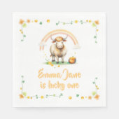 Waterverf Pastel Schattigee Koe Lucky One 1st Birt Servet (Voorkant)