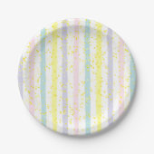 Waterverf Pastel Stripes en Stippen Papieren Bordje (Voorkant)