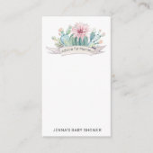 Waterverf pastel succulent Baby shower Advies Informatiekaartje (Voorkant)
