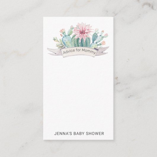 Waterverf pastel succulent Baby shower Advies Informatiekaartje (Voorkant)