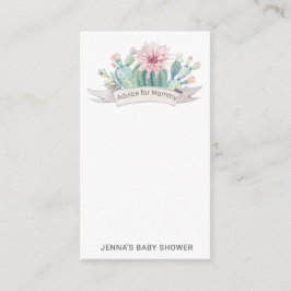 Waterverf pastel succulent Baby shower Advies Informatiekaartje