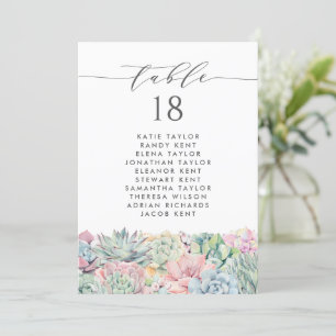 Waterverf Pastel Succulenten Bruiloft Tafel Plan Kaart