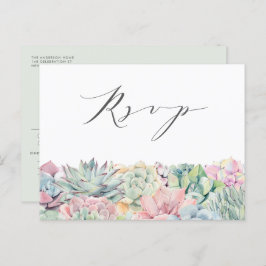 Waterverf Pastel Succulenten Garland Bruiloft RSVP Briefkaart