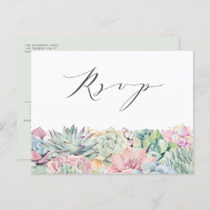 Waterverf Pastel Succulenten Garland Bruiloft RSVP Briefkaart
