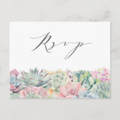 Waterverf Pastel Succulenten Garland Bruiloft RSVP Briefkaart (Voorkant)