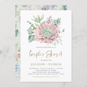 Waterverf Pastel Succulents Couples Shower Kaart