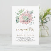 Waterverf Pastel Succulents Engagement Party Kaart (Staand voorkant)