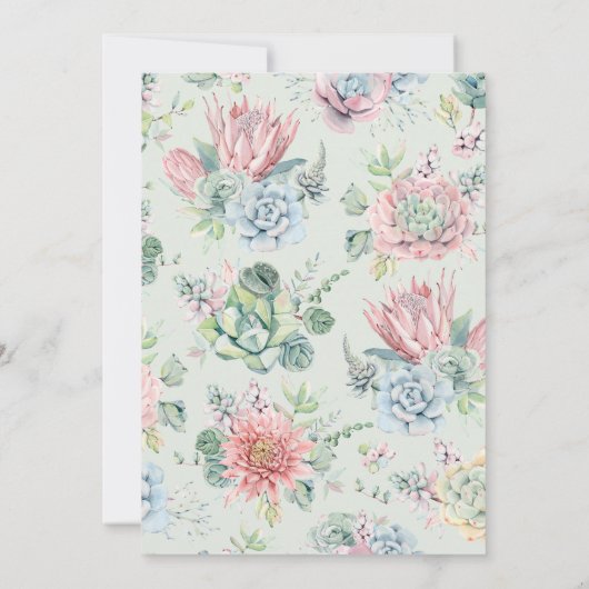 Waterverf Pastel Succulents Summer Sip en Zie Kaart (Achterkant)