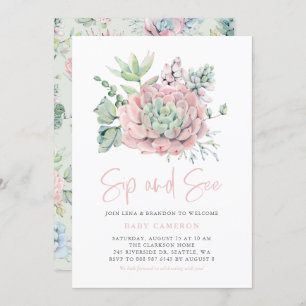 Waterverf Pastel Succulents Summer Sip en Zie Kaart