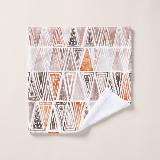 Waterverf Pastel Terracotta Tribal Triangles Bad Handdoek (Wasdoekje)