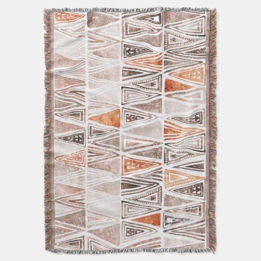 Waterverf Pastel Terracotta Tribal Triangles Deken (Voorkant Verticaal)