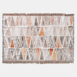 Waterverf Pastel Terracotta Tribal Triangles Deken