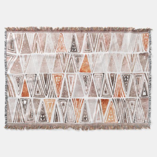 Waterverf Pastel Terracotta Tribal Triangles Deken (Voorkant)