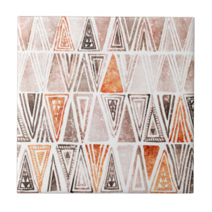 Waterverf Pastel Terracotta Tribal Triangles Tegeltje