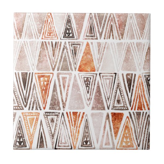 Waterverf Pastel Terracotta Tribal Triangles Tegeltje (Voorkant)