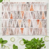 Waterverf Pastel Terracotta Tribal Triangles Theedoek (Gevouwen)