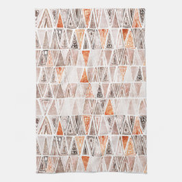 Waterverf Pastel Terracotta Tribal Triangles Theedoek