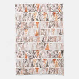 Waterverf Pastel Terracotta Tribal Triangles Theedoek