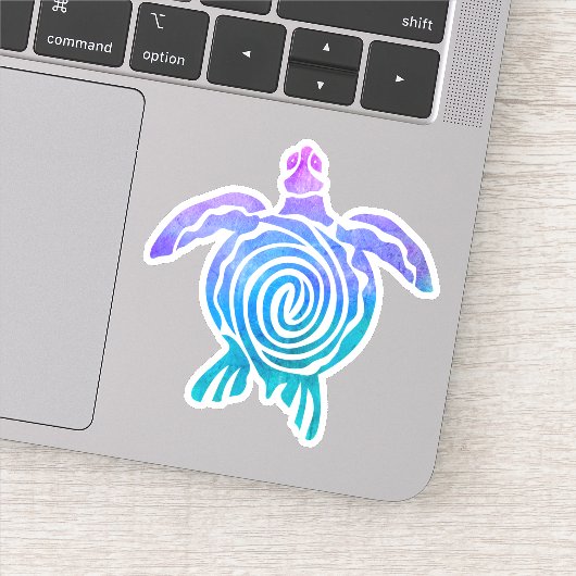 Waterverf Pastel Tie Dye Spiral Zee Turtle Sticker (Detail)