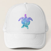 Waterverf Pastel Tie Dye Spiral Zee Turtle Trucker Pet (Voorkant)