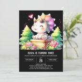 Waterverf Pastel Triceratops Verjaardag Kaart (Staand voorkant)