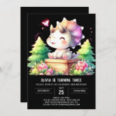 Waterverf Pastel Triceratops Verjaardag Kaart (Voorkant / Achterkant)