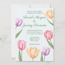Waterverf Pastel Tulp Bloemen Lente Trouwen