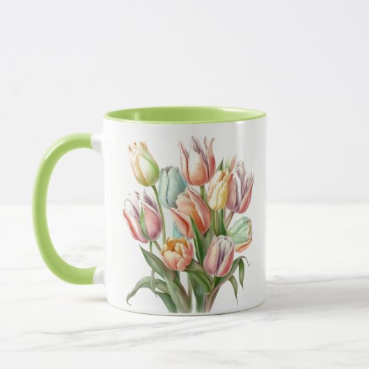 Waterverf Pastel Tulp Boeket Mok (Links)