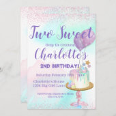 Waterverf pastel twee zoete meisjes 2e verjaardag kaart (Voorkant / Achterkant)