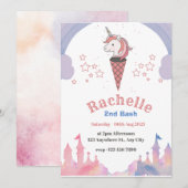 Waterverf Pastel Unicorn Boho Style Birthday Kaart (Voorkant / Achterkant)