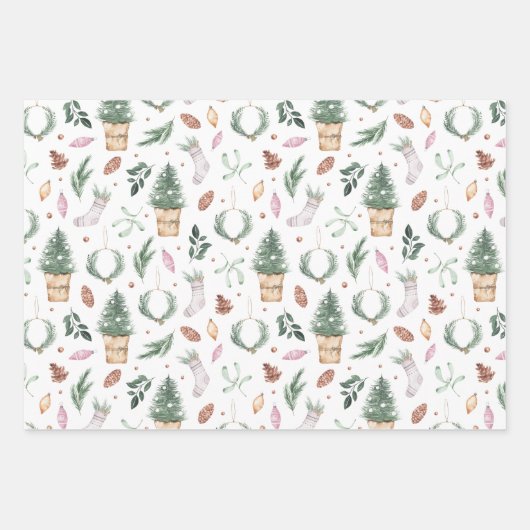 waterverf pastel vakantie Inpakken Papieren Bladen Inpakpapier Vel (Voorkant 3)