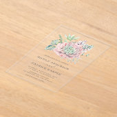 Waterverf pastel vetplanten boeket bruiloft acryl uitnodigingen (Laagn)