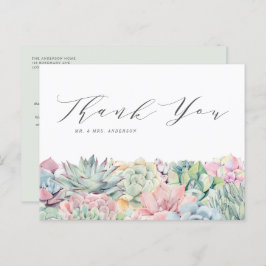 Waterverf pastel vetplanten bruiloft dank u briefkaart