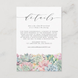 Waterverf pastel vetplanten bruiloft details informatiekaartje