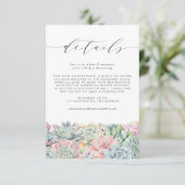 Waterverf pastel vetplanten bruiloft details informatiekaartje (Staand voorkant)