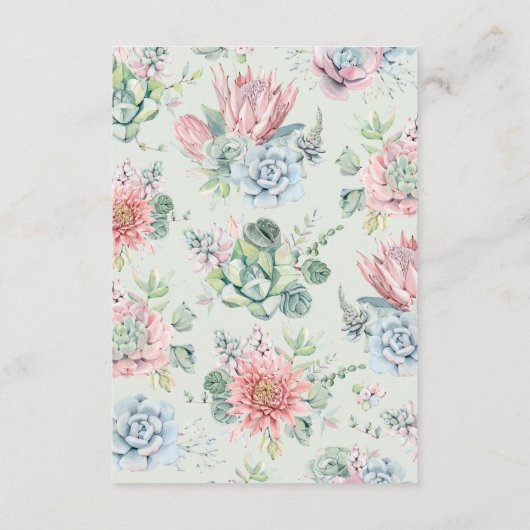 Waterverf pastel vetplanten bruiloft details informatiekaartje (Achterkant)