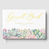 Waterverf pastel vetplanten bruiloft gastenboek (Voorkant)
