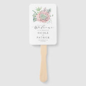 Waterverf pastel vetplanten bruiloft programma handwaaier (Voorkant)