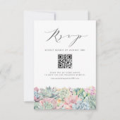 Waterverf pastel vetplanten bruiloft QR-code RSVP Kaartje (Voorkant)