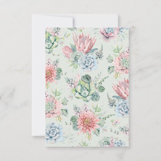 Waterverf pastel vetplanten bruiloft QR-code RSVP Kaartje (Achterkant)