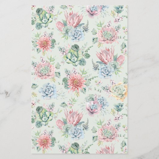 Waterverf pastel vetplanten bruiloft uitnodiging (Achterkant)