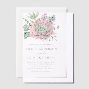 Waterverf pastel vetplanten bruiloft vellum uitnodigingen