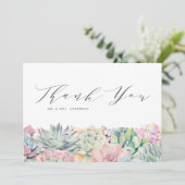 Waterverf pastel vetplanten Garland bruiloft Bedankkaart (Staand voorkant)